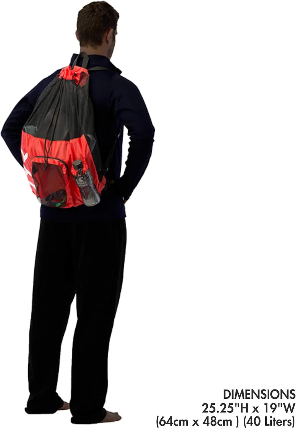 TYR Big Mesh Mummy Backpack for Swim, Gym and Workout Gear, Royal Blue, 40-Liter Capacity