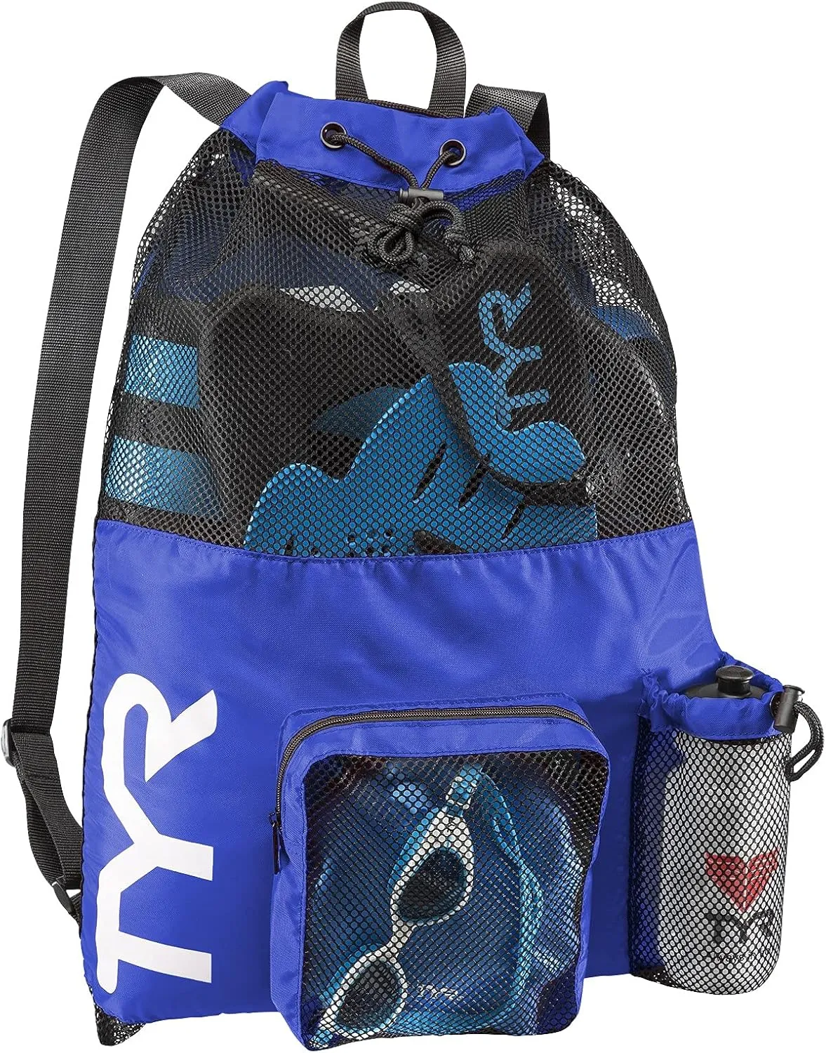 TYR Big Mesh Mummy Backpack for Swim, Gym and Workout Gear, Royal Blue, 40-Liter Capacity