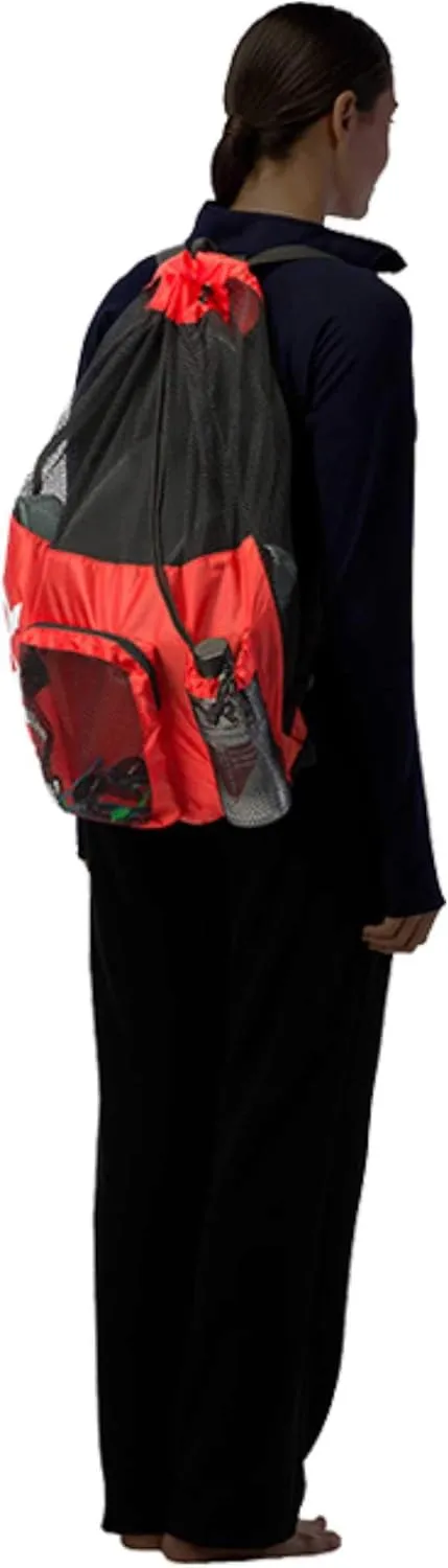TYR Big Mesh Mummy Backpack for Swim, Gym and Workout Gear, Royal Blue, 40-Liter Capacity
