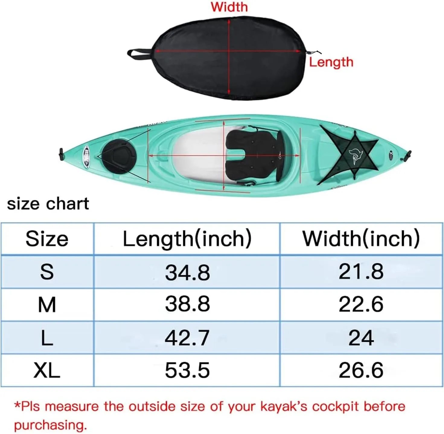 UCEDER Waterproof Kayak Cockpit Cover Seal Cockpit Cover Maximum Protection for Your Ocean Cockpit