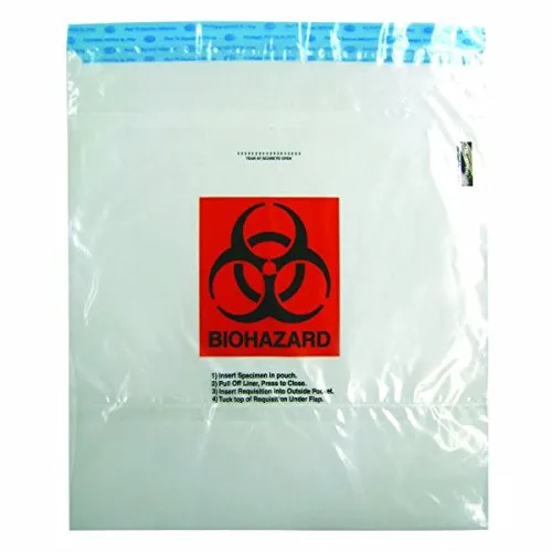 UF95-1517BIO Specimen Bag, Adhesive Closure, Biohazard, Clear (Case of 500)