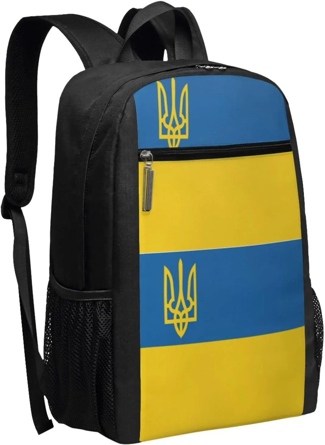 Ukrainian Trident Flag Casual Backpacks Sports Backpack Large Capacity Travel Rucksack Laptop Daypack with Multi-Pockets Adjustable Strap Work Bag for Hiking