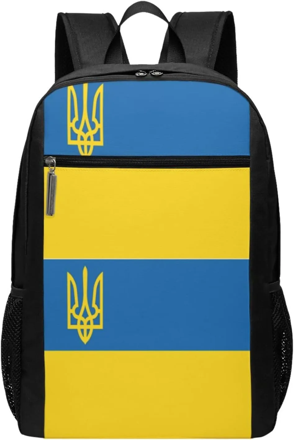 Ukrainian Trident Flag Casual Backpacks Sports Backpack Large Capacity Travel Rucksack Laptop Daypack with Multi-Pockets Adjustable Strap Work Bag for Hiking