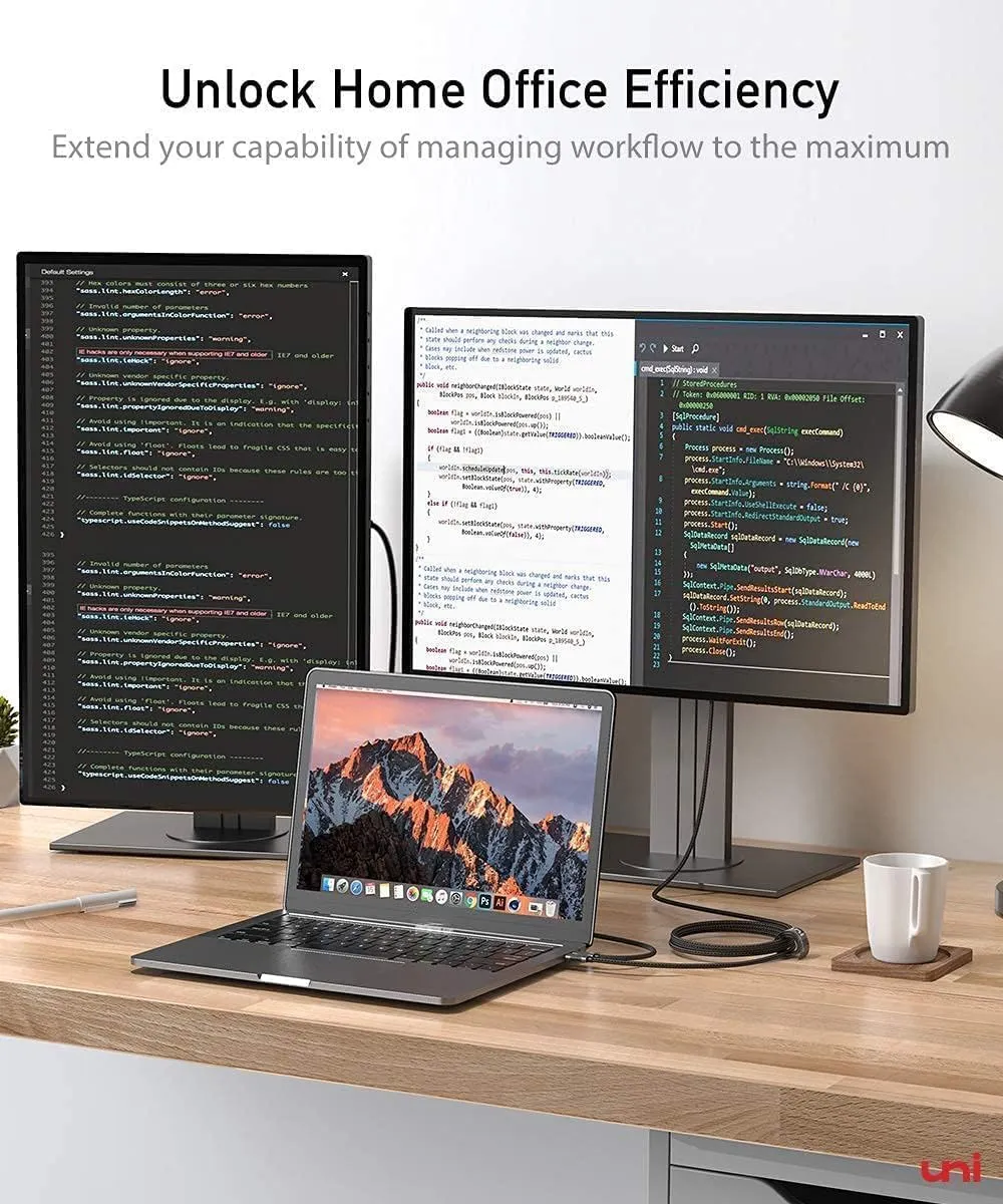 uni USB C to HDMI Cable for Home Office 6ft (4K@60Hz), USB Type C to HDMI Cable, Thunderbolt 4/3 Compatible with iPhone 15 Pro/Max, MacBook Pro/Air 2023, iPad Pro, Surface Book 2, Galaxy S24