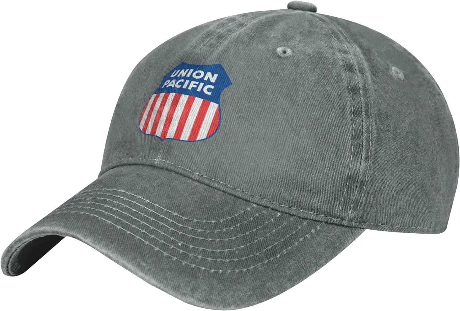 Union Pacific Railroad Baseball Cap Denim Hats Adjustable Snapback Trucker Cap for Men Women, Gray