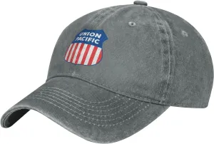 Union Pacific Railroad Baseball Cap Denim Hats Adjustable Snapback Trucker Cap for Men Women, Gray