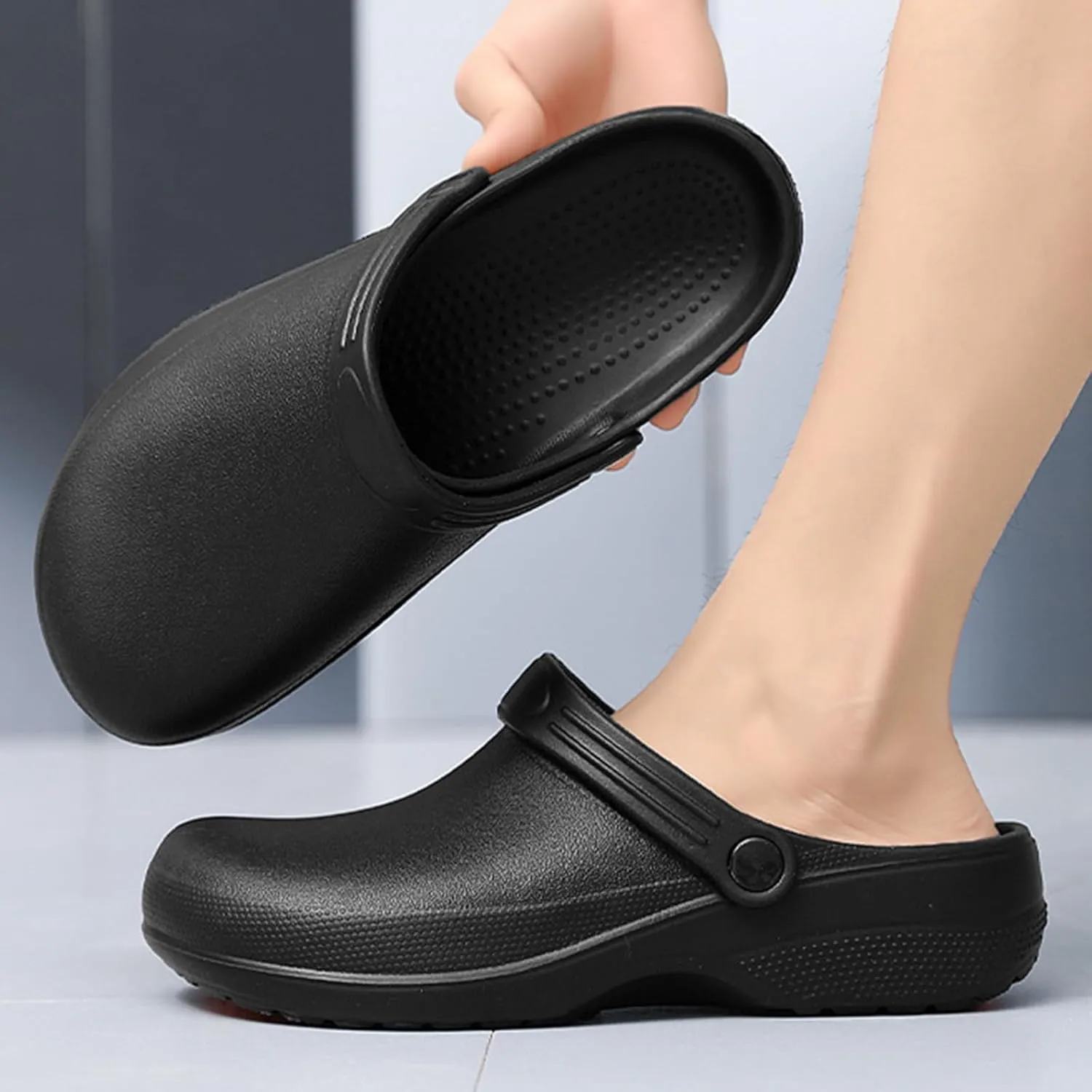 Unisex EVA clog slippers, comfortable, durable, non-slip, oil-resistant, waterproof, professional chef and nurse work shoes, casual style, two-wear minimalist kitchen shoes