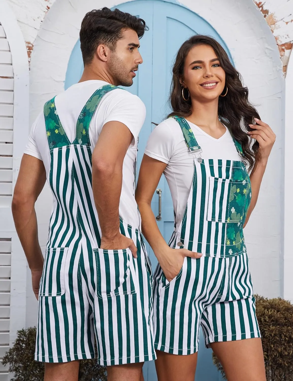Unisex Printed Overalls Shorts Romper Festival Jumpsuits Work Bibs Coveralls Gifts for Men and Women