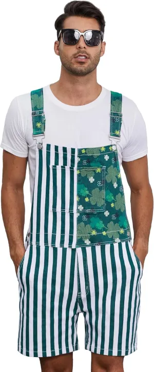 Unisex Printed Overalls Shorts Romper Festival Jumpsuits Work Bibs Coveralls Gifts for Men and Women