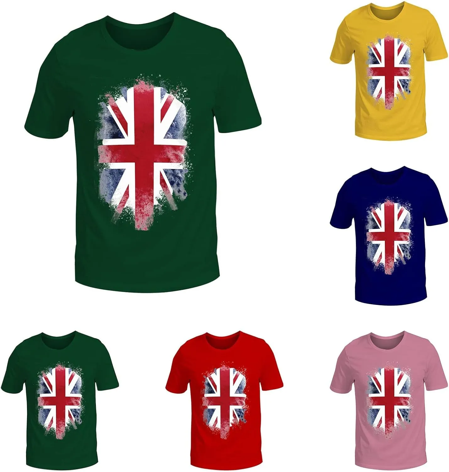 Unisex Union Jack British Flag T-Shirt Casual Summer Crewneck Short Sleeve St Georges Day T Shirts Basic Cotton Tshirts