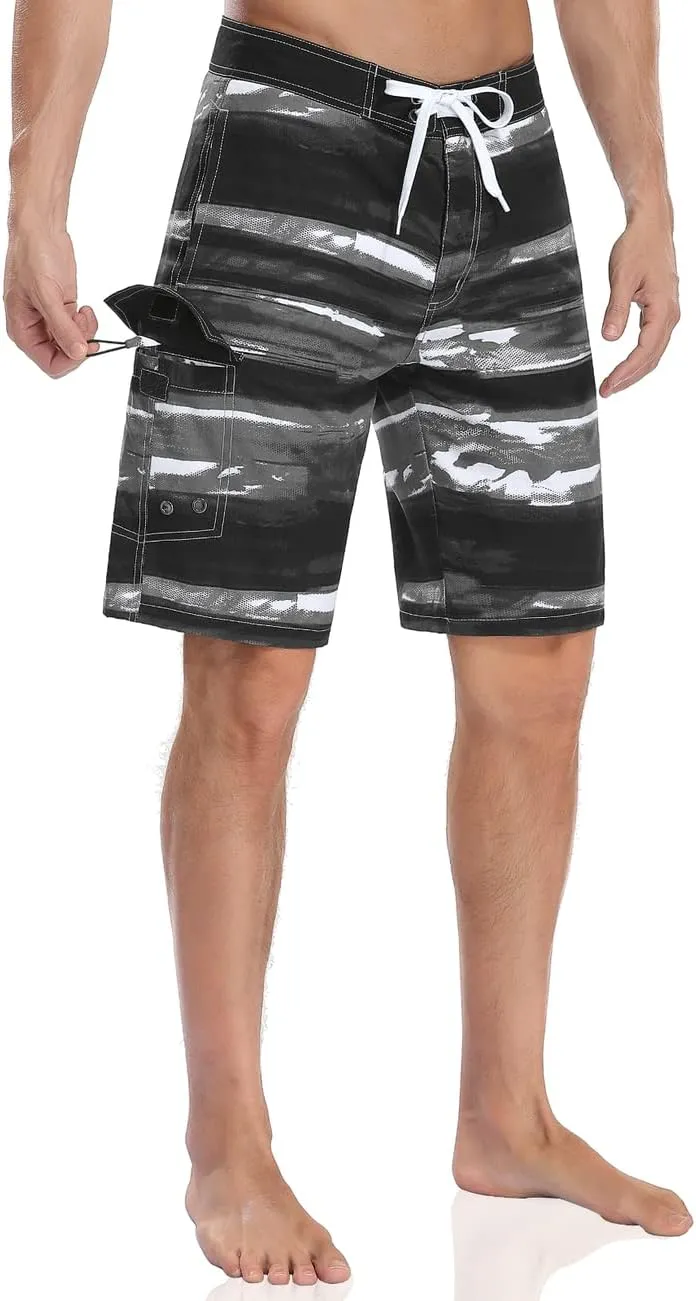 unitop Men's Bathing Board Trunks Beach Shorts Holiday Hawaiian Colorful Striped