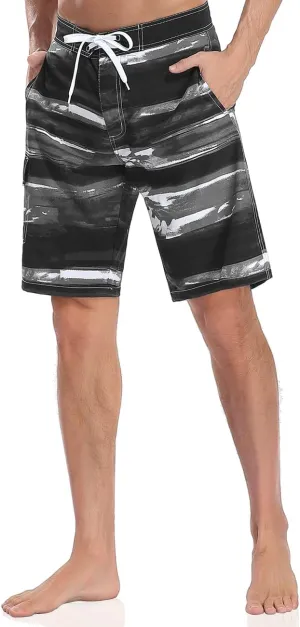 unitop Men's Bathing Board Trunks Beach Shorts Holiday Hawaiian Colorful Striped