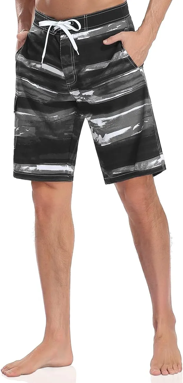 unitop Men's Bathing Board Trunks Beach Shorts Holiday Hawaiian Colorful Striped