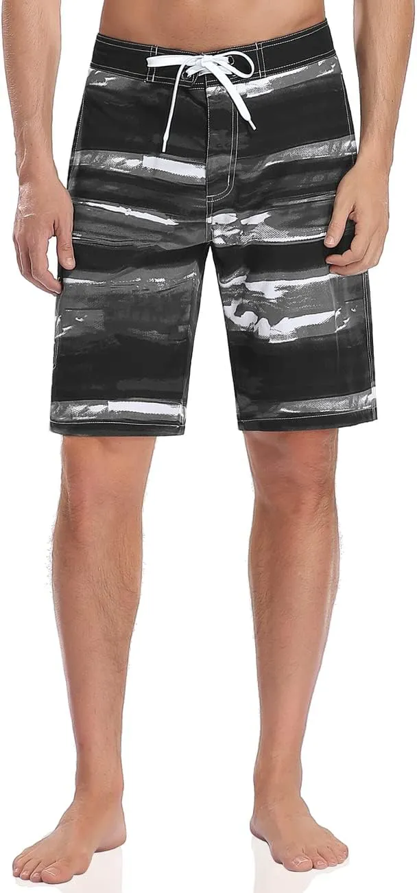 unitop Men's Bathing Board Trunks Beach Shorts Holiday Hawaiian Colorful Striped