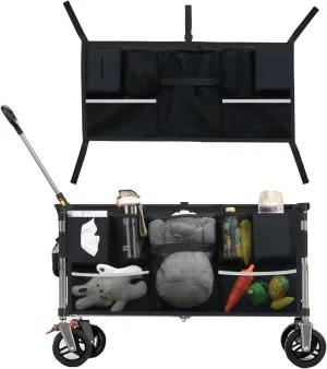 Universal Collapsible Wagon Side Pocket, Large Capacity Beach Cart Organizer Accessories, Wide Compatibility Sorting Storage Bag for Garden Cart, 2pcs (Product Not Including Cart)
