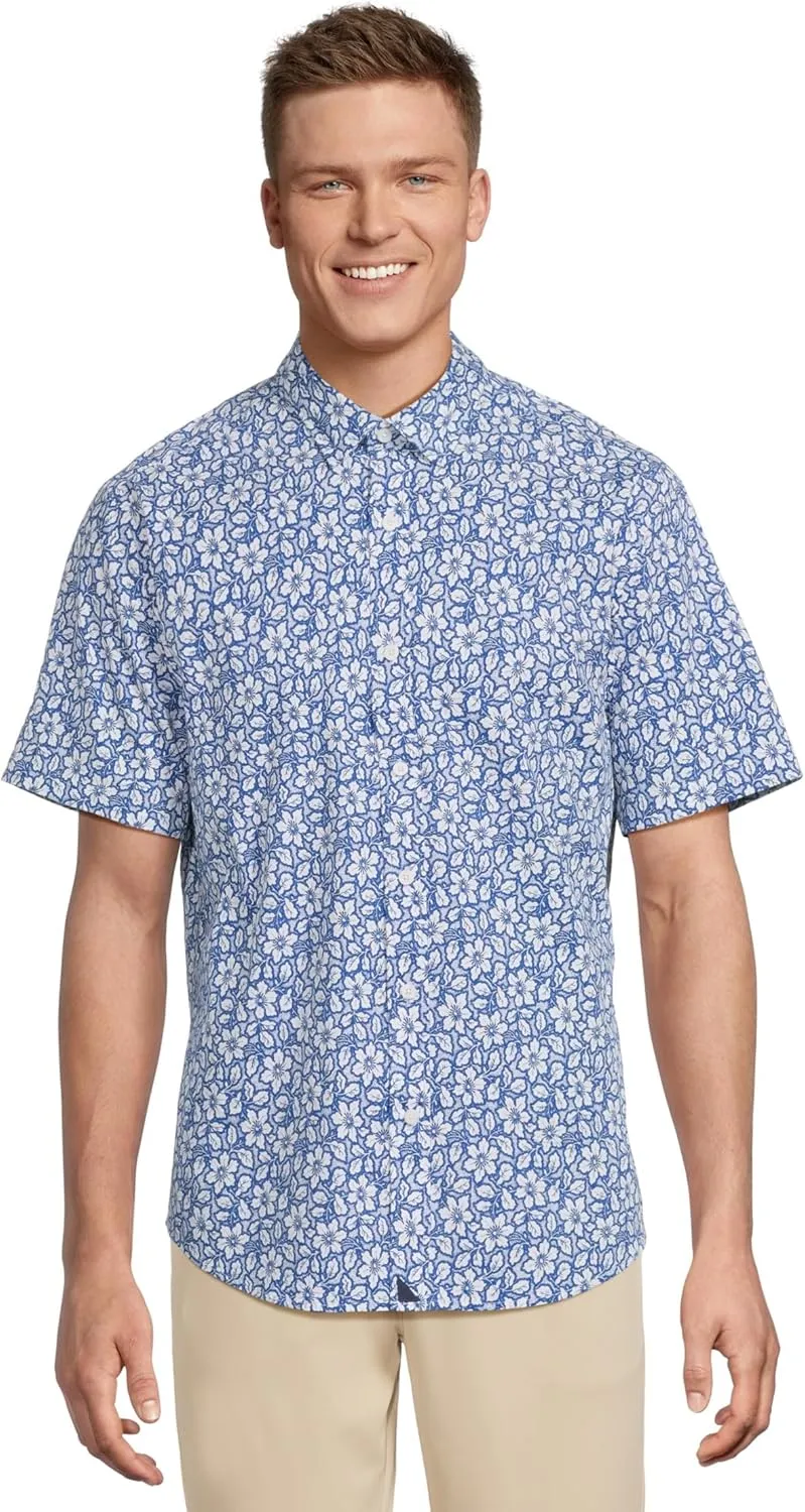 UNTUCKit Men's Stretch Cotton Short-Sleeve Wilson Shirt, Blue