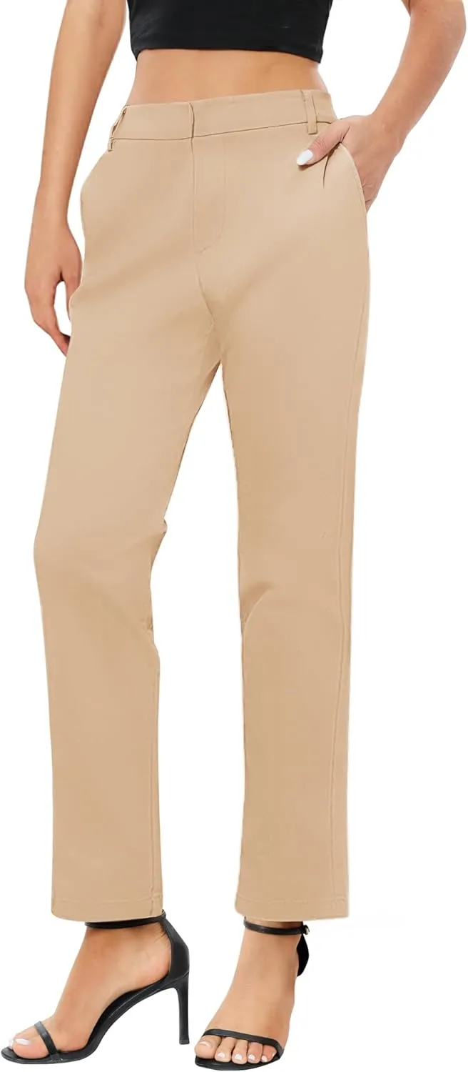 Urban CoCo Women's Elastic Waisted Work Pants Business Casual Office Pants Trousers with Pockets
