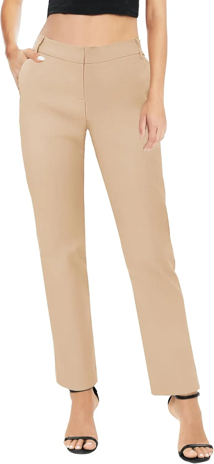 Urban CoCo Women's Elastic Waisted Work Pants Business Casual Office Pants Trousers with Pockets