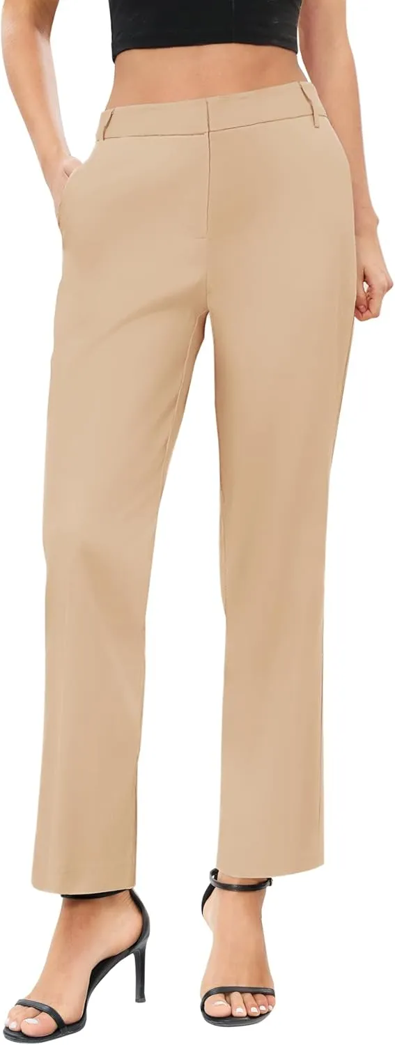 Urban CoCo Women's Elastic Waisted Work Pants Business Casual Office Pants Trousers with Pockets