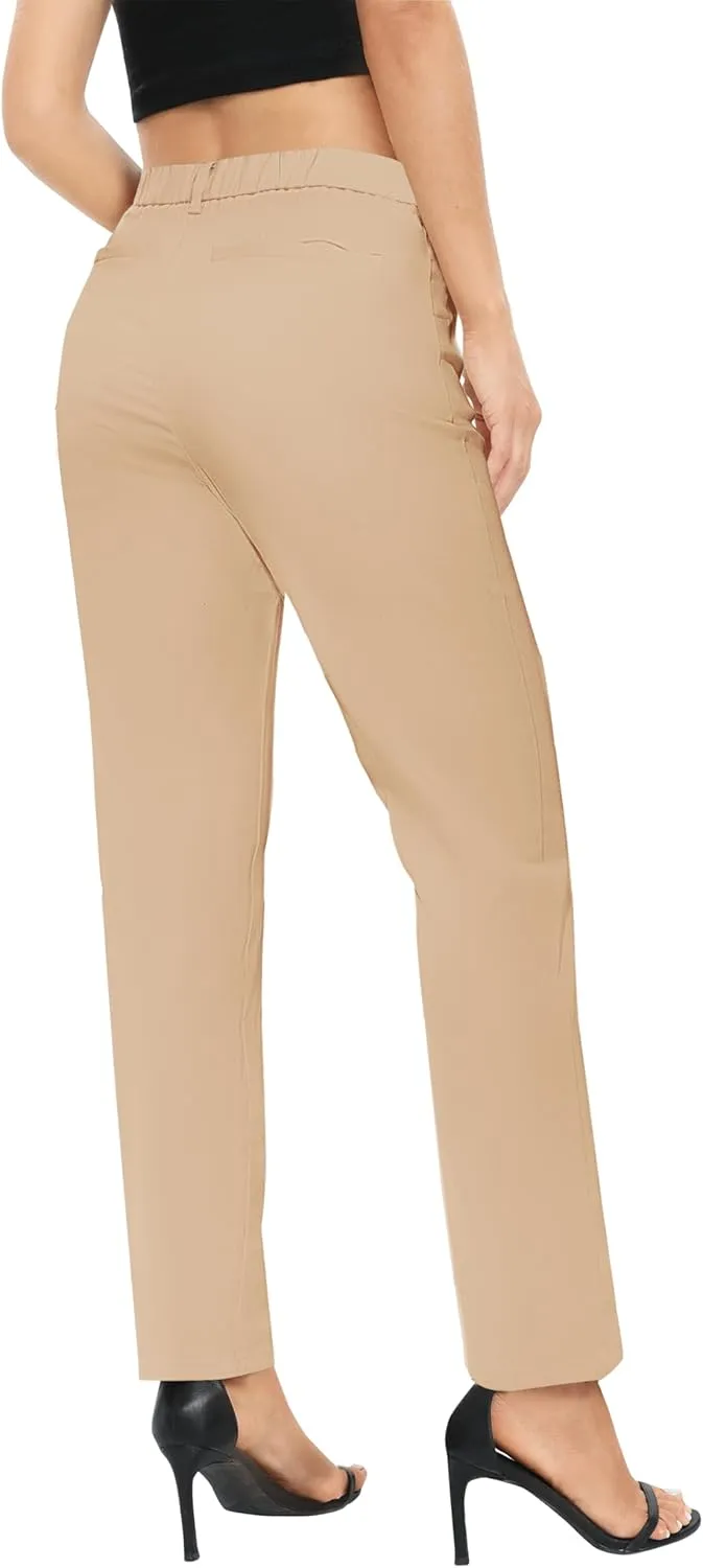 Urban CoCo Women's Elastic Waisted Work Pants Business Casual Office Pants Trousers with Pockets