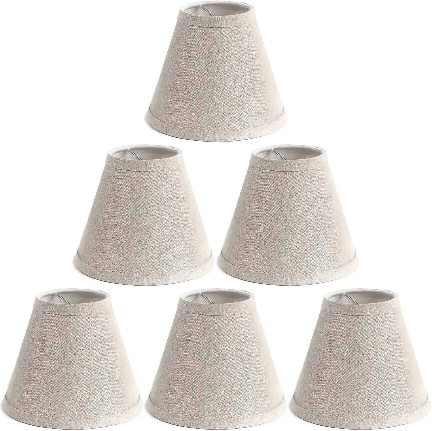 Urbanest Pure Linen Chandelier Lamp Shades, 6-inch, Hardback Clip On, Oatmeal(set of 6)
