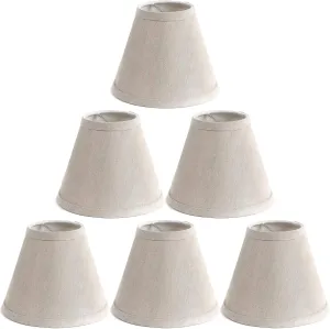 Urbanest Pure Linen Chandelier Lamp Shades, 6-inch, Hardback Clip On, Oatmeal(set of 6)