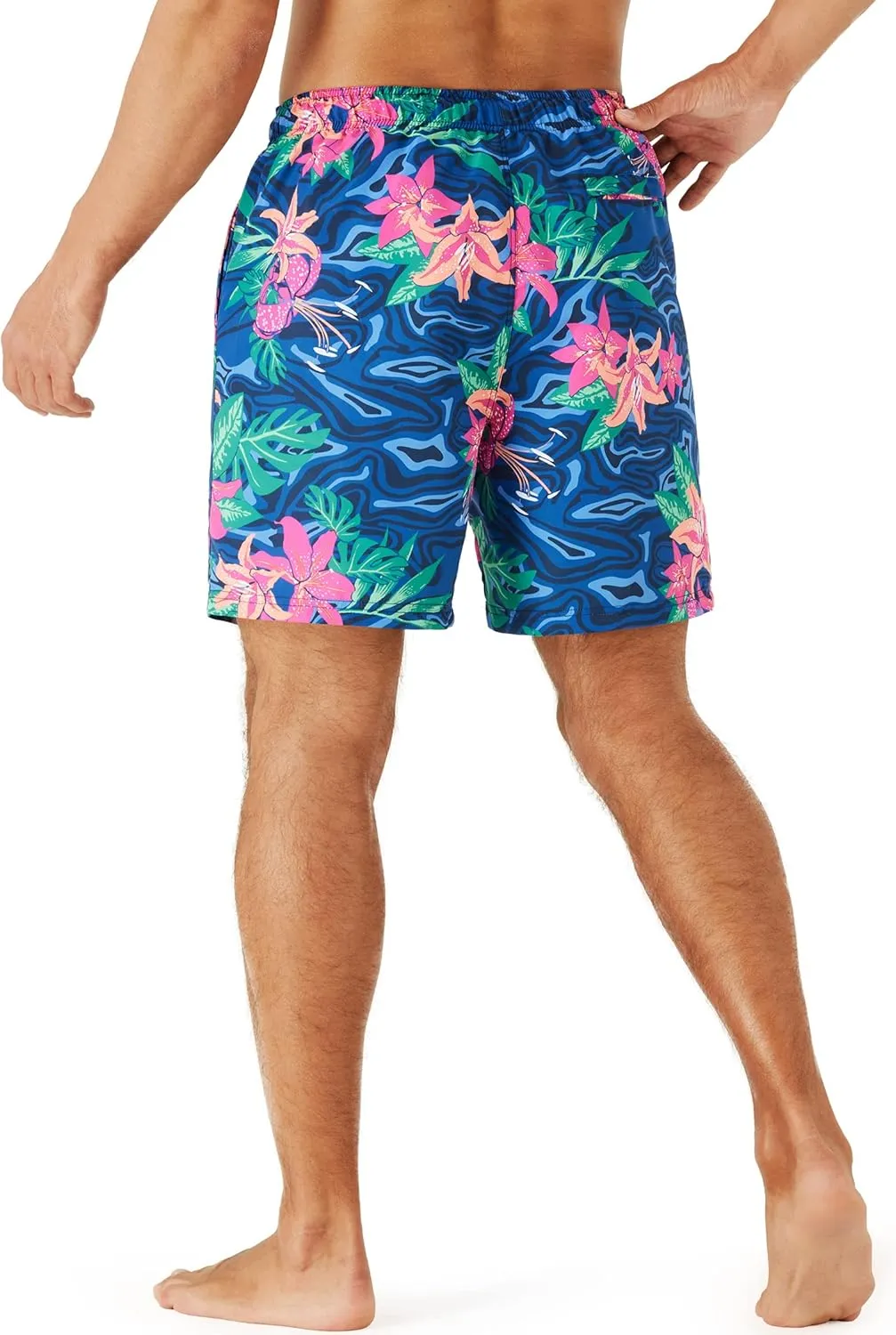 URBEST Men's Swim Trunks with Compression Liner Quick Dry Beach Shorts with Pockets for Beach and Swimming