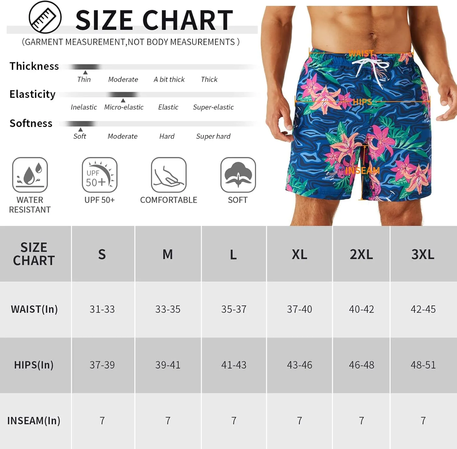 URBEST Men's Swim Trunks with Compression Liner Quick Dry Beach Shorts with Pockets for Beach and Swimming