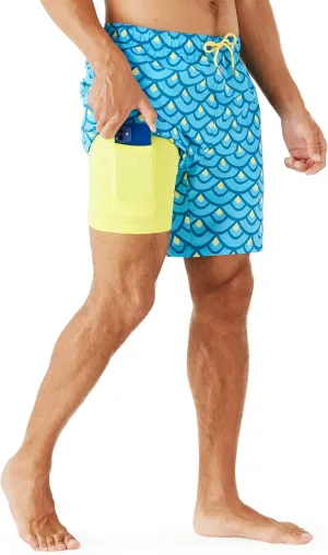 URBEST Men's Swim Trunks with Compression Liner Quick Dry Beach Shorts with Pockets for Beach and Swimming