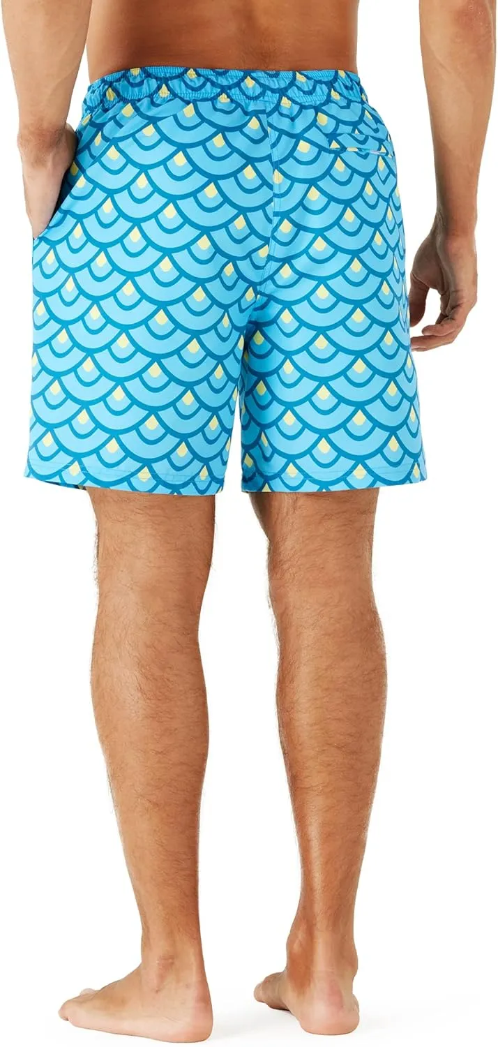 URBEST Men's Swim Trunks with Compression Liner Quick Dry Beach Shorts with Pockets for Beach and Swimming