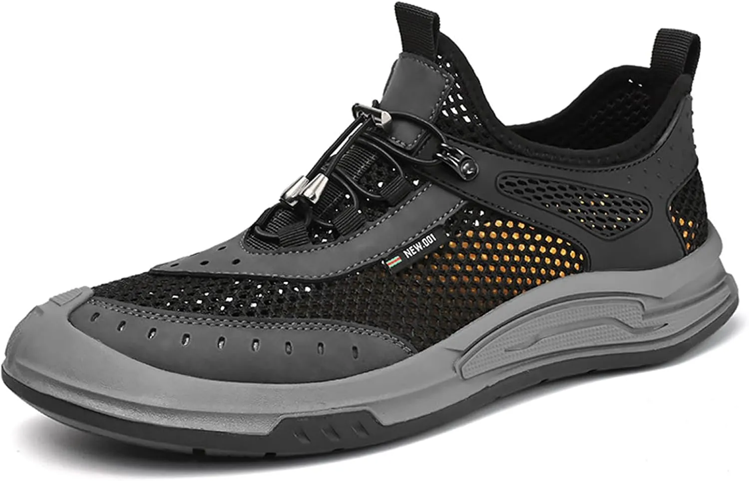 URLECHS Men's Quick-Dry Outdoor Hiking Aqua Shoes Breathable Mesh Lightweight Non-Slip Sneakers Casual Barefoot Boat Shoes Beach Wading Swimming Fishing Kayaking