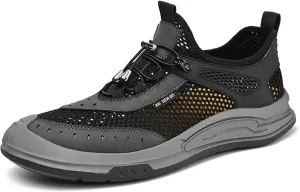 URLECHS Men's Quick-Dry Outdoor Hiking Aqua Shoes Breathable Mesh Lightweight Non-Slip Sneakers Casual Barefoot Boat Shoes Beach Wading Swimming Fishing Kayaking