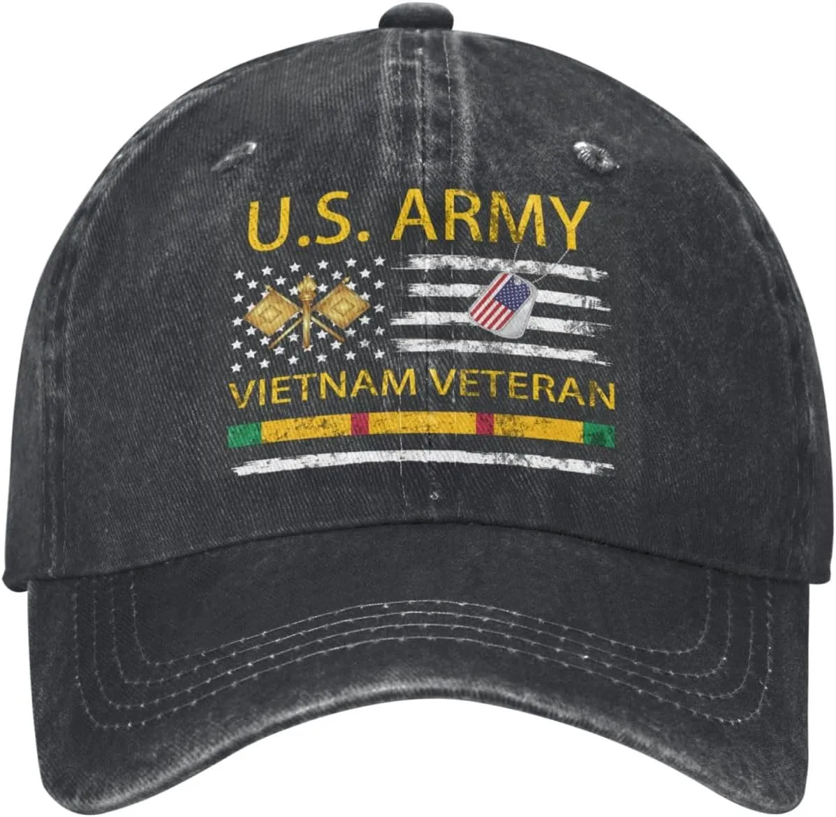 US Army Signal Corps Vietnam Veteran Cool Washed Denim Baseball Cap, Adjustable Fit for Men & Women, A Must-Have for Your Everyday Look!37