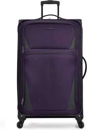 U.S. Traveler Aviron Bay Expandable Softside Luggage with Spinner Wheels, Purple, 30-Inch