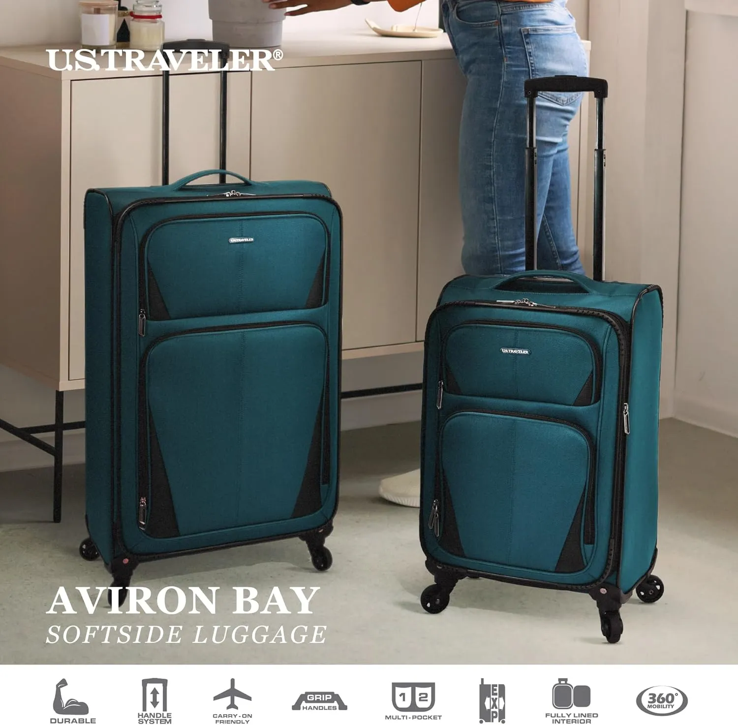 U.S. Traveler Aviron Bay Expandable Softside Luggage with Spinner Wheels, Purple, 30-Inch