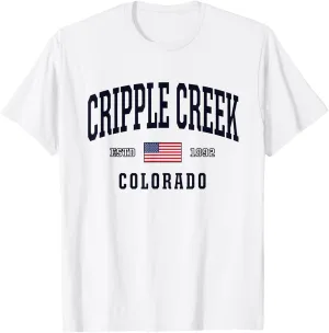 USA FLAG Stars & Stripes Cripple Creek Colorado T-Shirt