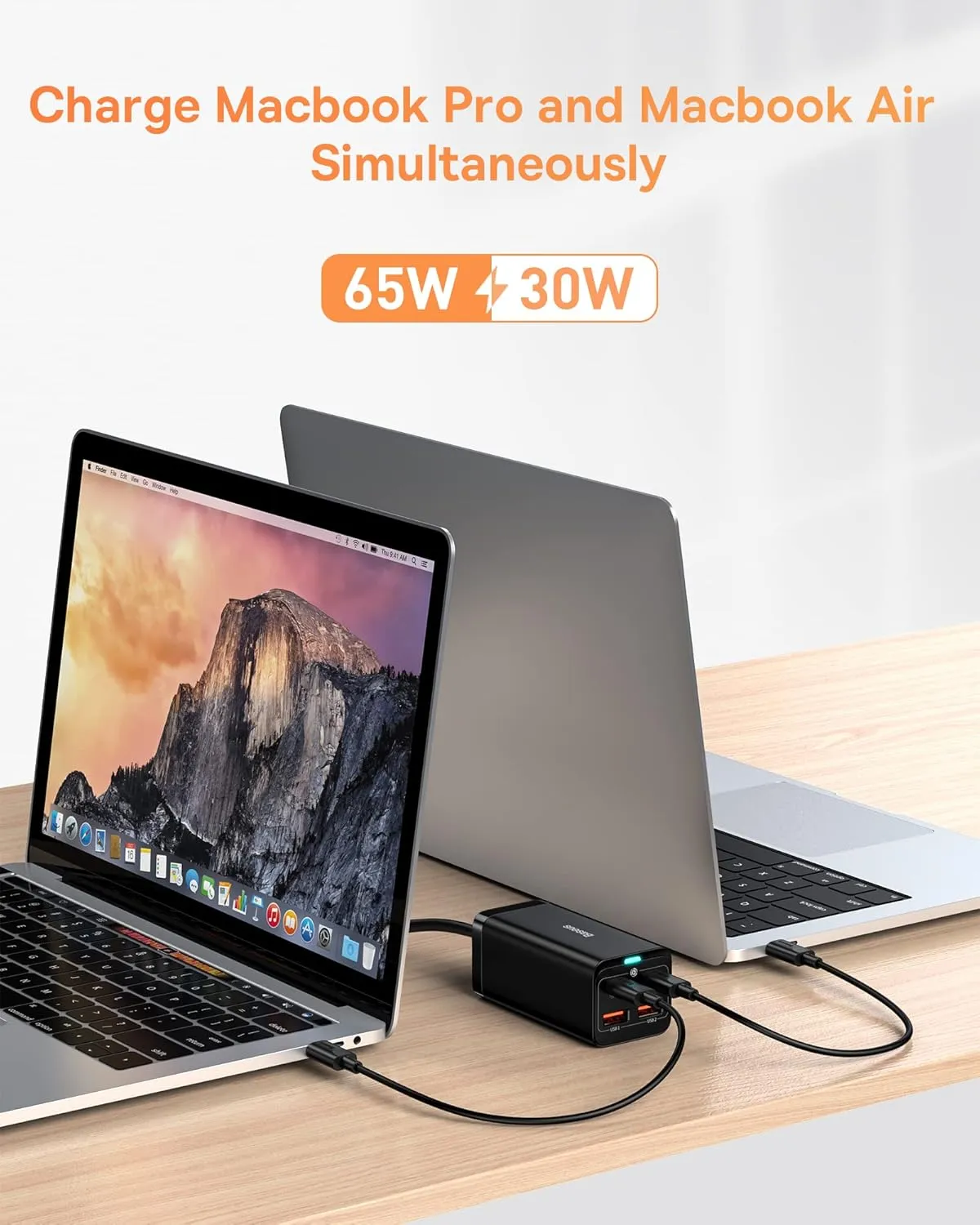 USB C Charger, Baseus 100W PD GaN3 Fast Wall Charger Block, 4-Ports [2USB-C   2USB] Charging Station with 5ft Extension Cord for Steam Deck, MacBook Pro, iPhone 15/14/13, Samsung Galaxy, etc