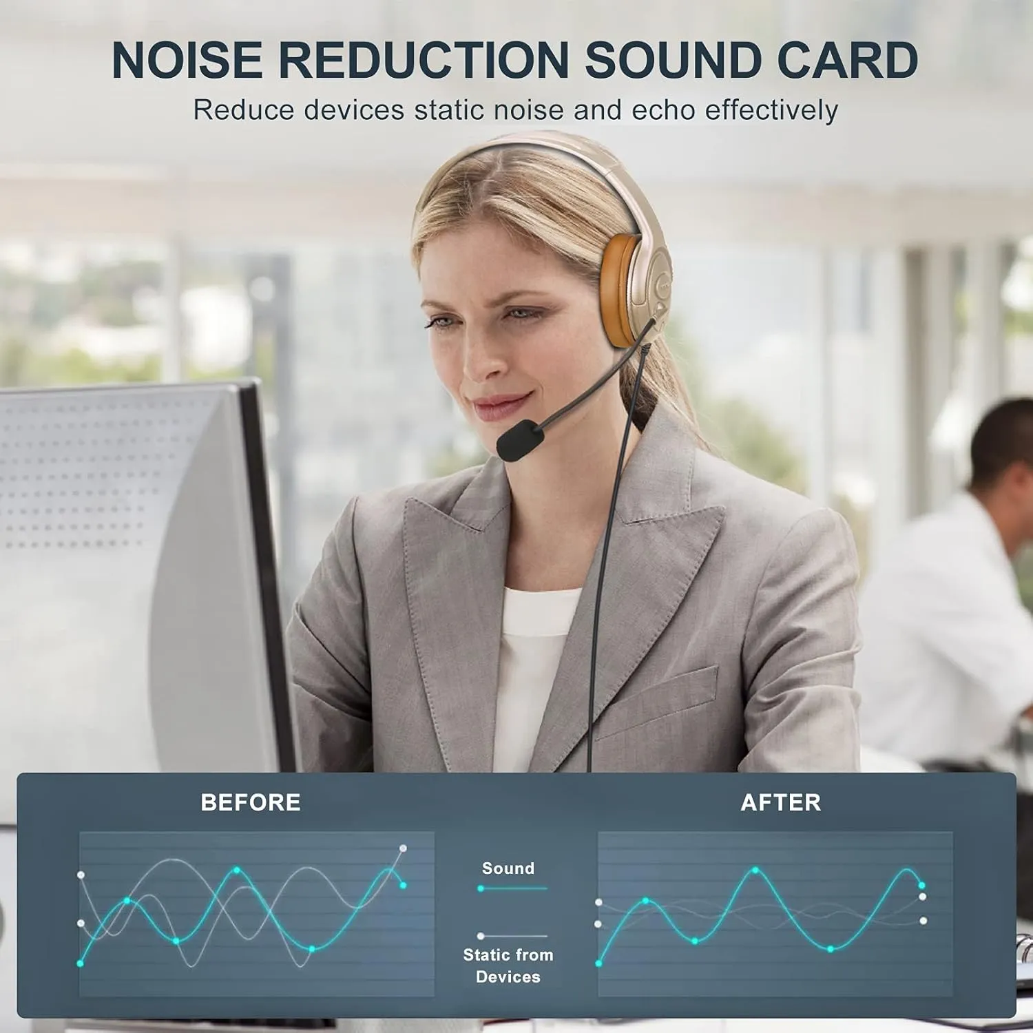 USB Headset with Mic for Microsoft Teams, Zoom, Skype, Webex – Noise Cancelling PC Headphones with Mute & Volume Control, Lightweight Laptop Headset for Remote Work/Online Class