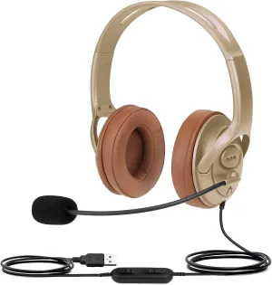 USB Headset with Mic for Microsoft Teams, Zoom, Skype, Webex – Noise Cancelling PC Headphones with Mute & Volume Control, Lightweight Laptop Headset for Remote Work/Online Class