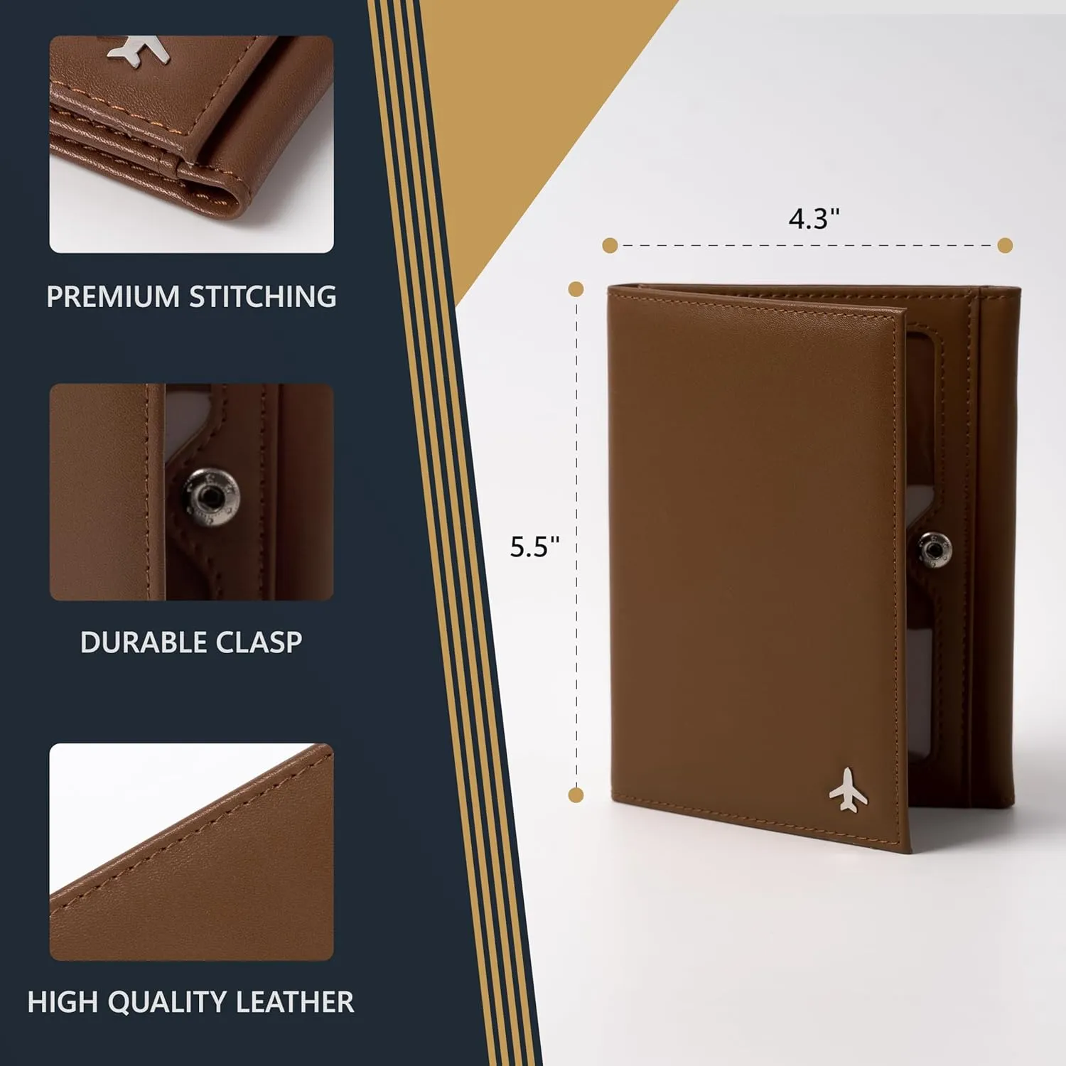 V1 Pilot document holder, Pilot wallet, RFID-Blocking, Travel Wallet, Stylish Travel Companion for Aviation Professionals