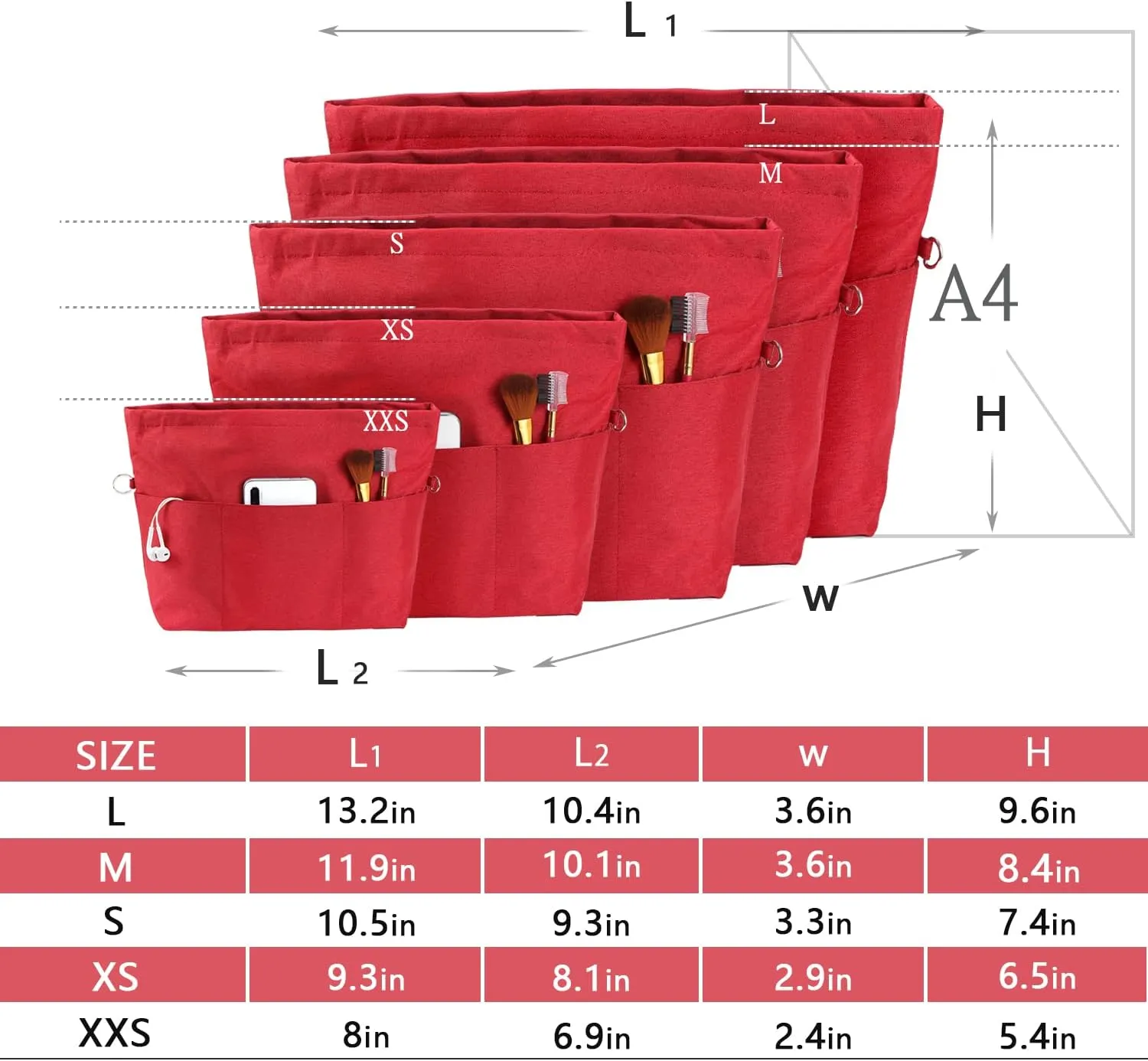 VANCORE Purse Bag Organizer Insert with 13 Pockets, Handbag and Tote Bag Inside Shaper with Zipper