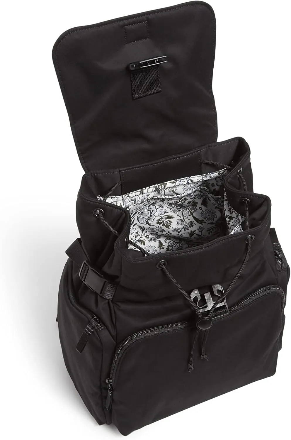 Vera Bradley Women's Cotton Utility Backpack, Black - Recycled Cotton, One Size