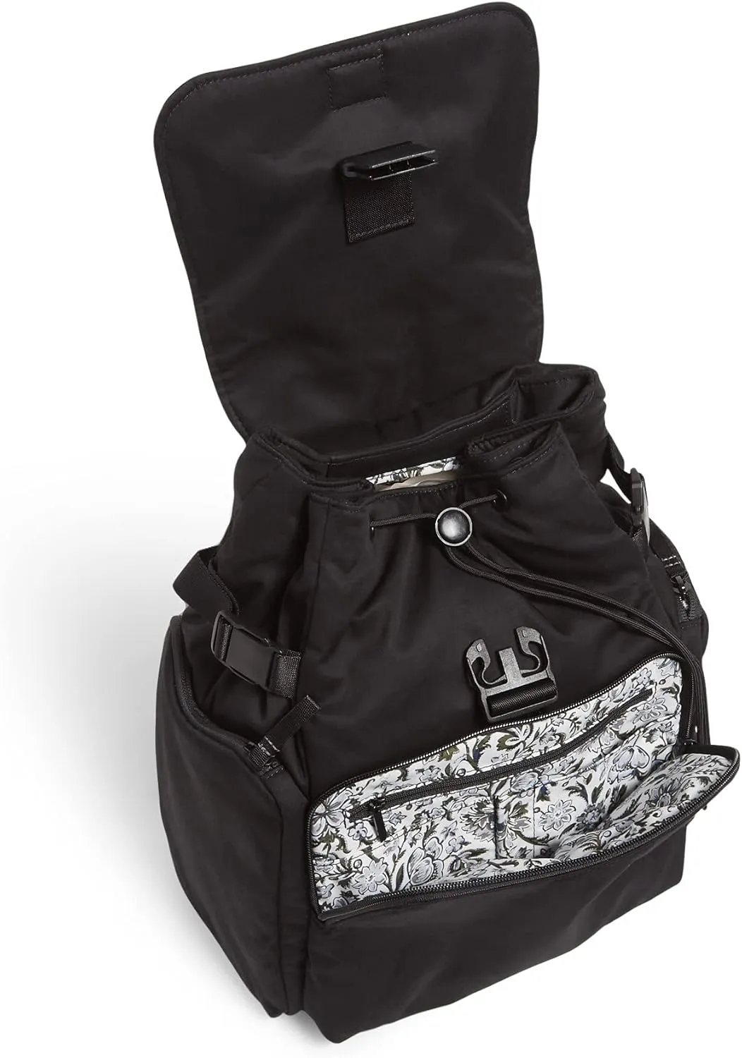 Vera Bradley Women's Cotton Utility Backpack, Black - Recycled Cotton, One Size