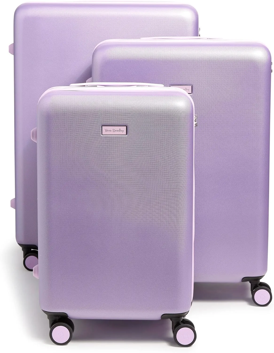 Vera Bradley Women's Hardside Rolling Suitcase Luggage, Purple Shimmer, 22" Carry On, 26" Check In, & 29" Check In