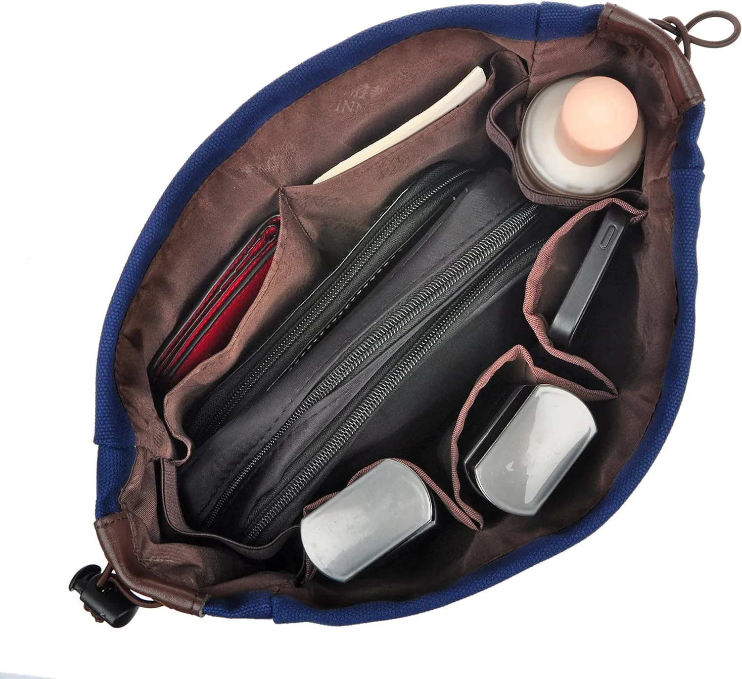 Vercord Canvas Handbag Organizers, Sturdy Purse Insert Organizer Bag in Bag, 10 Pockets Navy Blue Small