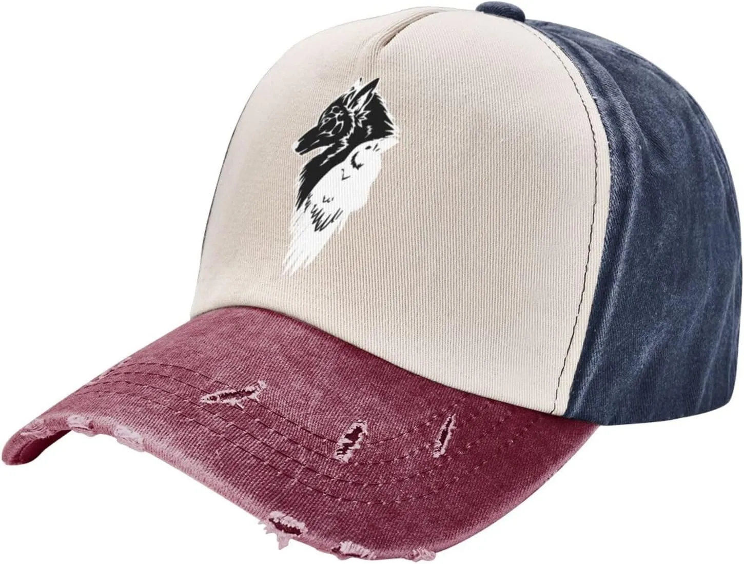 Viking Norse Wolf Raven Rune Unisex Adjustable Washable Denim Cowboy Hat Outdoor Travel Casual Hat Sandwich Hat