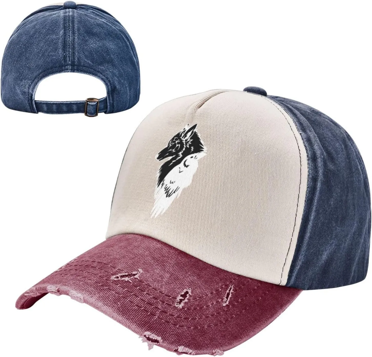 Viking Norse Wolf Raven Rune Unisex Adjustable Washable Denim Cowboy Hat Outdoor Travel Casual Hat Sandwich Hat