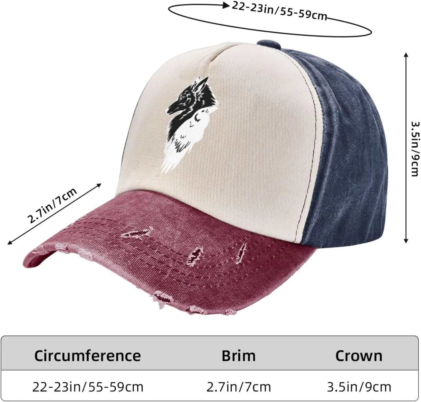 Viking Norse Wolf Raven Rune Unisex Adjustable Washable Denim Cowboy Hat Outdoor Travel Casual Hat Sandwich Hat