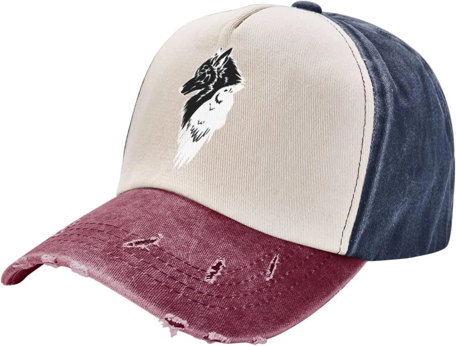 Viking Norse Wolf Raven Rune Unisex Adjustable Washable Denim Cowboy Hat Outdoor Travel Casual Hat Sandwich Hat