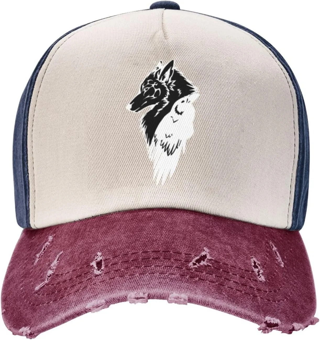 Viking Norse Wolf Raven Rune Unisex Adjustable Washable Denim Cowboy Hat Outdoor Travel Casual Hat Sandwich Hat